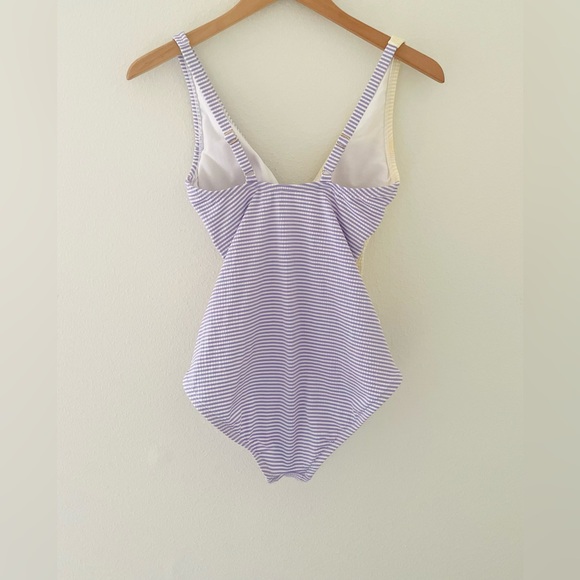 Kona Sol Front Wrap Full Coverage Seersucker One‎ Piece Swimsuit - Picture 3 of 6